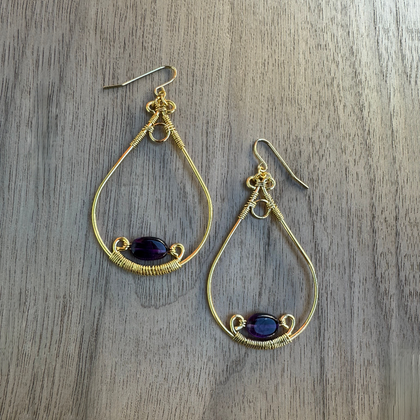 Gold-Plated Amethyst Earrings / GAE G B646-S8