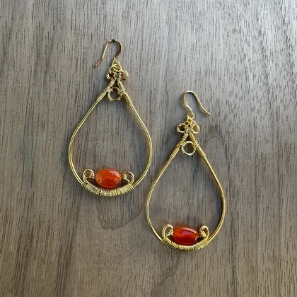Gold-Plated Carnelian Earrings / GAE G B646-S11