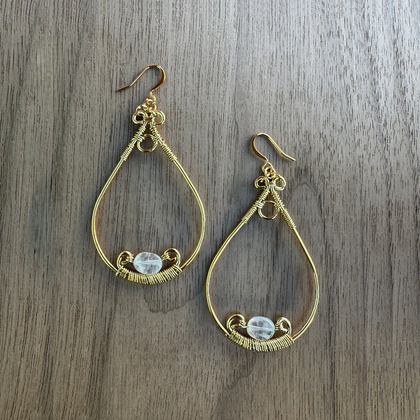 Gold-Plated Moonstone Earrings / GAE G B646-S13