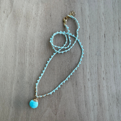 Braided Silk Turquoise Necklace / KRN G B403-9