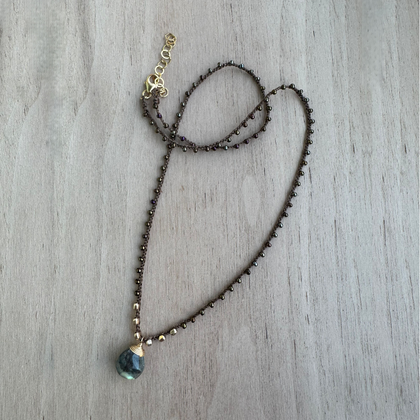Braided Silk Labradorite Necklace / KRN G B200-4