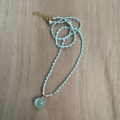 Braided Silk Blue Chalcedony Necklace / KRN G B402-20
