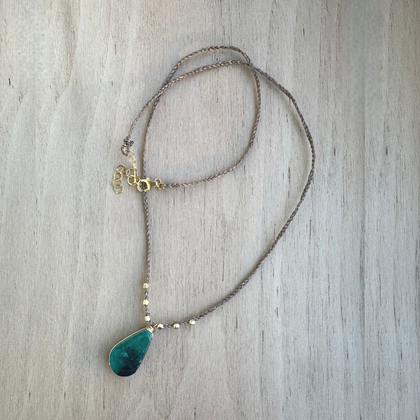Crochet Silk Chrysocolla Necklace / KRN G B14-9
