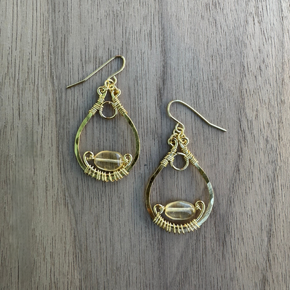 Gold-Plated Citrine Wire Earrings/ GAE G B790-S15