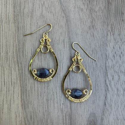 Gold-Plated Lolite Wire Earrings / GAE G B790-S3
