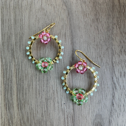 Gold-Plated Hawaiian Flower Hoop Earrings / HFE G B45-M2