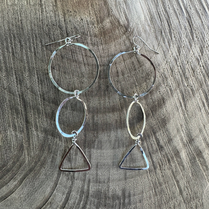 Silver-Plated Double Hoop Earrings / GAE S B382-2