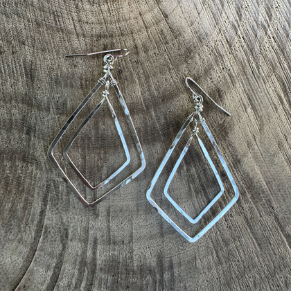 Silver-Plated Double Geometric Earrings / GAE S B363-1