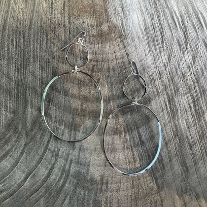 Silver-Plated Double Oval Earrings / GAE S B385-4