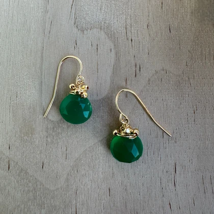 Green Onyx Wire-Wrapped Earrings / DJE G B19-24