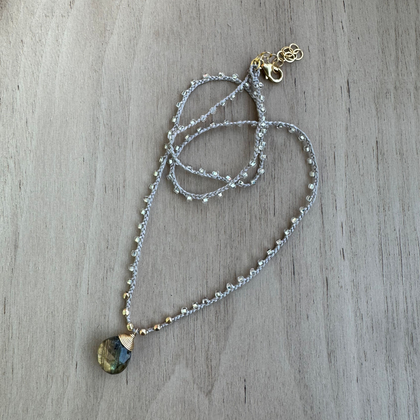 Braided Silk Labradorite Necklace / KRN G B203-4