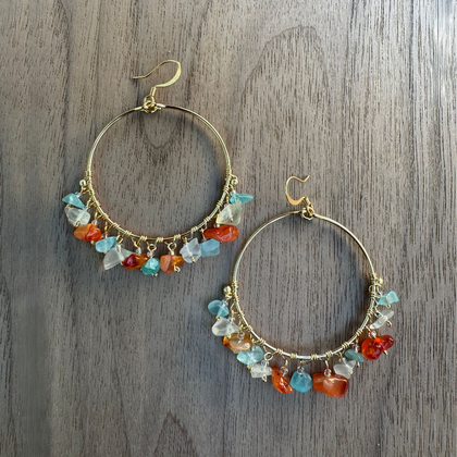 14k Gold Dipped Multi-Color Hoop Earrings / CLE G B243-SM19
