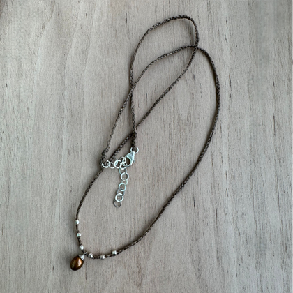 Freshwater Pearl Braided Silk Necklace / KRN S B311-4