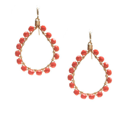 Handmade Wire Wrapped Czech Bead Teardrop Bohemian Earrings / CLE G B123-2