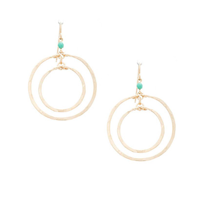 Hammered Bohemian, Geometric Minimalist Gold Boho Earrings / GAE G B75-1