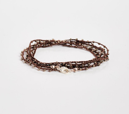 Dainty Boho Crochet Czech Seed Bead Silk Thread Necklace / Wrap Bracelet in Chestnut / GS102-67 Dainty Boho Crochet Czech Seed Bead Silk Thread Necklace / Wrap Bracelet in Chestnut / GS102-67