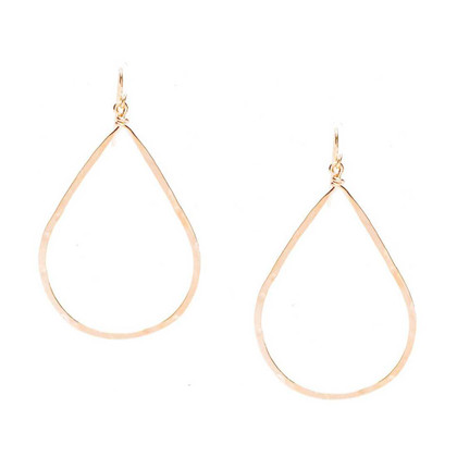 (Large) Hammered Geometric Minimalist Gold Tear Drop Earrings, Handmade / GAE G B9-5