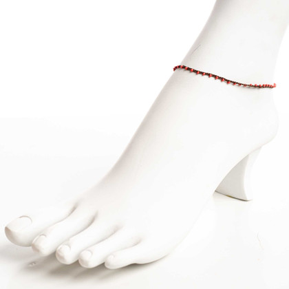 Dainty boho gypsy beach anklet with Czech seed beads, bugle beads, handmade / GAA G B102-55