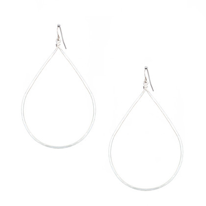 Hammered Geometric Minimalist Silver Plated Tear Drop Earrings, Handmade / GAE S B9-5
