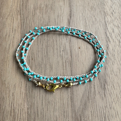 Braided Crochet Necklace / Wrap Bracelet in Turquoise / GG112-6
