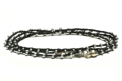 Braided Crochet Seed Bead Bohemian Necklace / Wrap Bracelet in Black / GS112-101