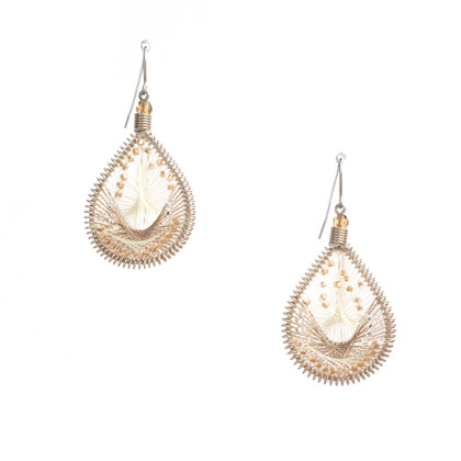 Handmade Boho Beaded Silk Thread Bohemian Mermaid Earrings / MRE B2-2BRW