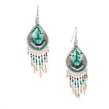 Handmade Boho Beaded Silk Thread Bohemian Mermaid Earrings / MRE B9-6CNL