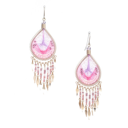 Handmade Boho Beaded Silk Thread Bohemian Mermaid Earrings / MRE B9-6MCL