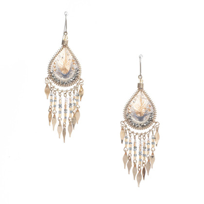 Handmade Boho Beaded Silk Thread Bohemian Mermaid Earrings / MRE B7-10BLK