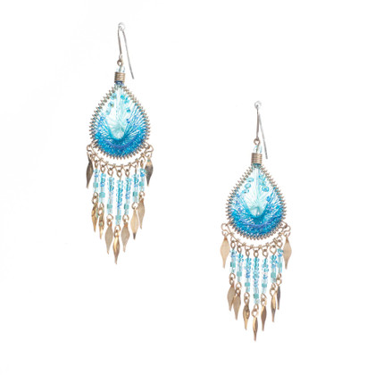 Handmade Boho Beaded Silk Thread Bohemian Mermaid Earrings / MRE B7-8MCL