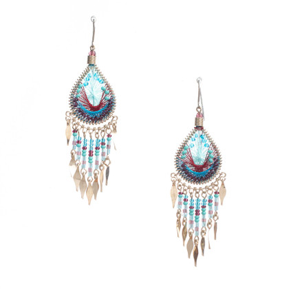 Handmade Boho Beaded Silk Thread Bohemian Mermaid Earrings / MRE B7-7RIO Handmade Boho Beaded Silk Thread Bohemian Mermaid Earrings / MRE B7-7RIO