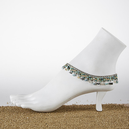 Dainty boho gypsy beach anklet with semi precious stones, Czech seed beads, bugle beads, handmade / ETA B20-M6