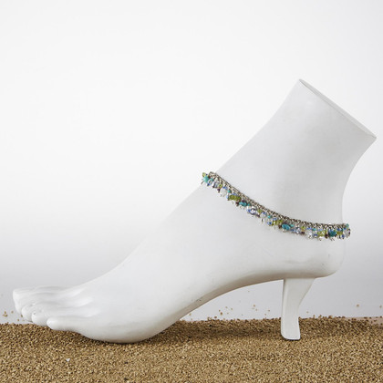 Dainty boho gypsy beach anklet with semi precious stones, Czech seed beads, bugle beads, handmade / ETA B23-M1