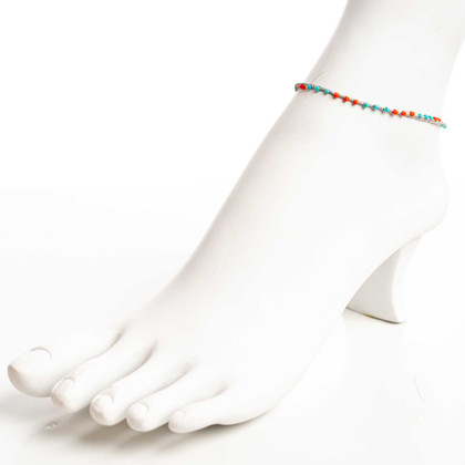 Dainty boho gypsy beach anklet with Czech seed beads, bugle beads, handmade / GAA G B129-2