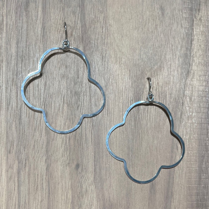 Handmade Hammered Geometric Minimalist Silver Plated Earrings / GAE S B347-2