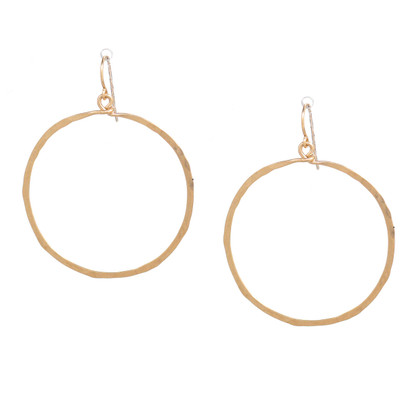 (Medium) Hammered Geometric Minimalist Gold Hoop Earrings, Handmade / GAE G B8-3 (Medium) Hammered Geometric Minimalist Gold Hoop Earrings, Handmade / GAE G B8-3