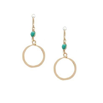 Hammered Geometric Minimalist Gold Hoop Drop Earrings, Handmade / GAE G B112-1