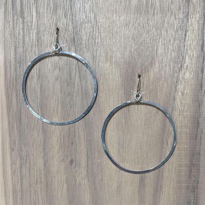 Hammered Geometric Minimalist Silver Hoop Earrings, Handmade / GAE S B8-3 Hammered Geometric Minimalist Silver Hoop Earrings, Handmade / GAE S B8-3