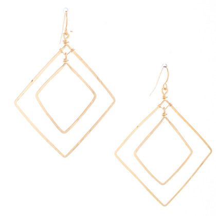 Hammered Boho, Bohemian, Geometric Minimalist Gold Bohemian Earrings / GAE G B551-2