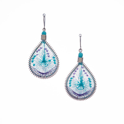 Handmade Boho Beaded  Silk Thread Bohemian Mermaid Earrings / MRE B2-3TRQ