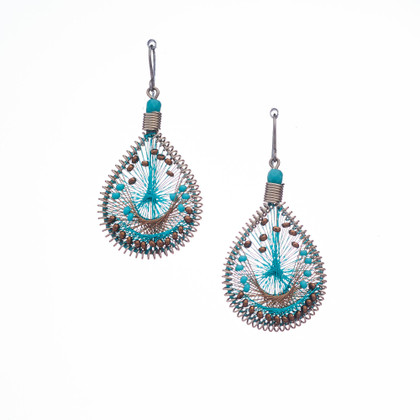 Handmade Boho Beaded  Silk Thread Bohemian Mermaid Earrings / MRE B2-11TRQ