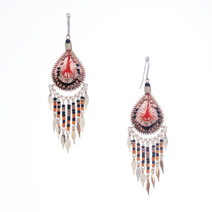 Handmade Boho Beaded Silk Thread Bohemian Mermaid Earrings / MRE B7-9RIO Handmade Boho Beaded Silk Thread Bohemian Mermaid Earrings / MRE B7-9RIO