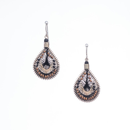 Handmade Boho Beaded Silk Thread Bohemian Mermaid Earrings / MRE B1-12BRW Handmade Boho Beaded Silk Thread Bohemian Mermaid Earrings / MRE B1-12BRW