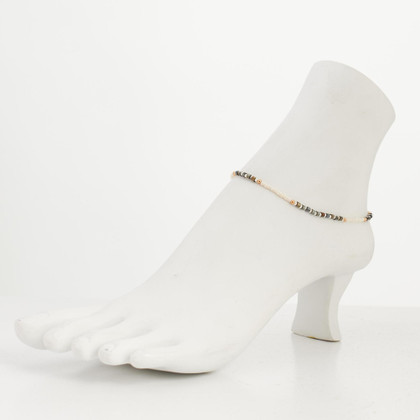 Dainty boho gypsy beach anklet with Czech seed beads, bugle beads, handmade / SWA G B1-2