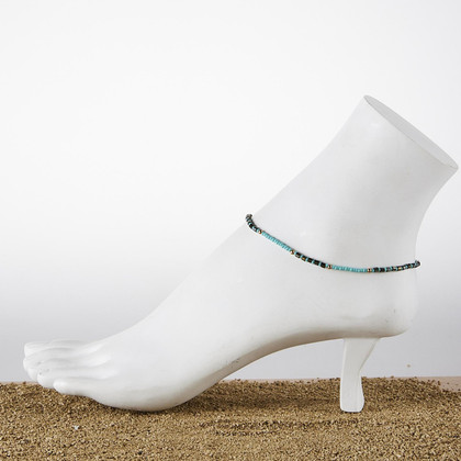 Dainty boho gypsy beach anklet with Czech seed beads, bugle beads, handmade / SWA G B1-3