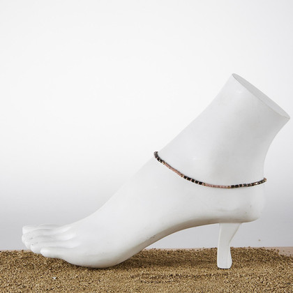 Dainty boho gypsy beach anklet with Czech seed beads, bugle beads, handmade / SWA G B1-15