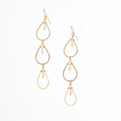 Hammered  Boho, Bohemian, Geometric gold plated turquoise crystal Bohemian Earrings / GAE G B700-P1