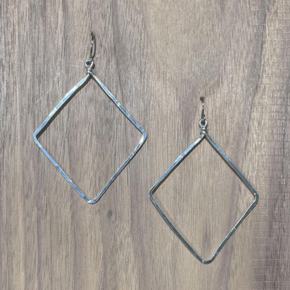 Hammered Boho, Bohemian, Geometric Minimalist Silver Rectangle Seed Bead Bohemian Earrings / GAE S B552-2 Hammered Boho, Bohemian, Geometric Minimalist Silver Rectangle Seed Bead Bohemian Earrings / GAE S B552-2