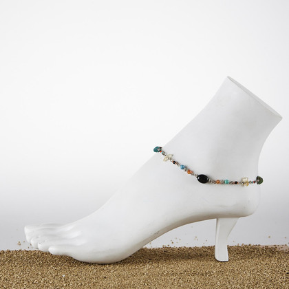 Dainty boho gypsy beach anklet with semi precious stones, Czech seed beads, bugle beads, handmade / ETA B8-M17 Dainty boho gypsy beach anklet with semi precious stones, Czech seed beads, bugle beads, handmade / ETA B8-M17