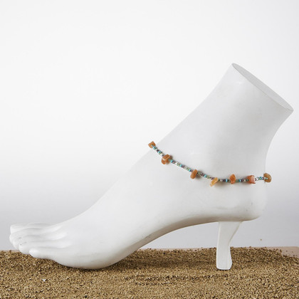 Dainty boho gypsy beach anklet with Czech seed beads, bugle beads, handmade / HCA B11-1